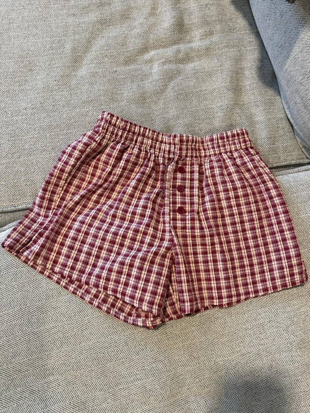 Mighty Fine Maroon Plaid Boxer Shorts (Never Worn!)